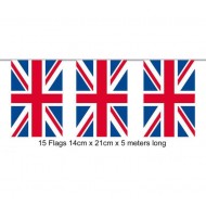 Union Jack Flag Plastic Bunting - 15 Flags